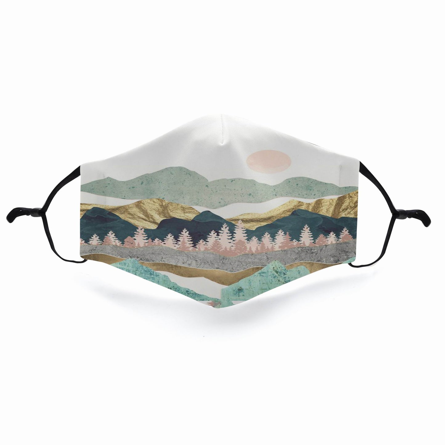 Mountain Design 3D Face Masks Breathable Adjustable Comfortable Reusable Digital Print Fabric Fashion