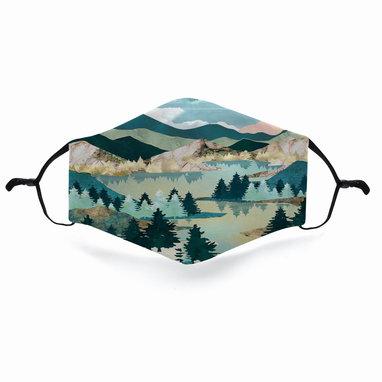 Mountain Design 3D Face Masks Breathable Adjustable Comfortable Reusable Digital Print Fabric Fashion