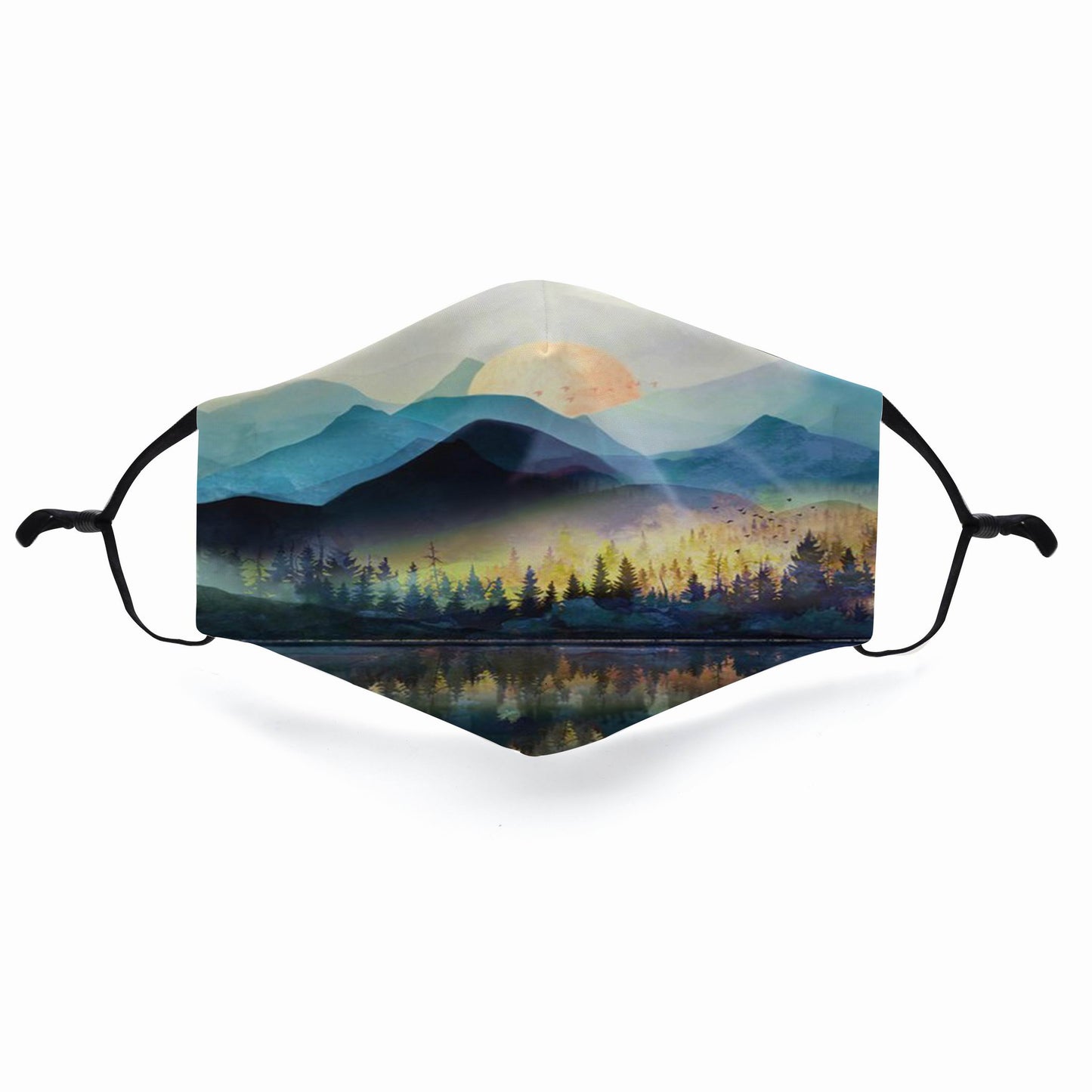 Mountain Design 3D Face Masks Breathable Adjustable Comfortable Reusable Digital Print Fabric Fashion