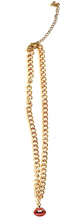 NECK metal Chain Link Lips metal Charm pendant