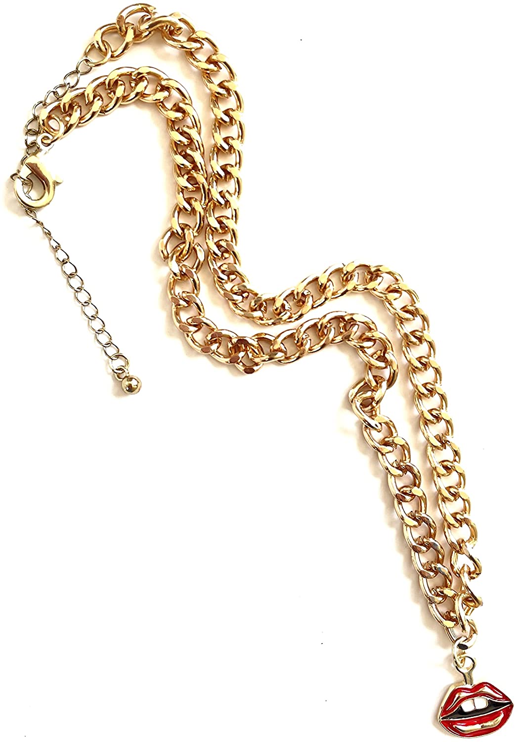 NECK metal Chain Link Lips metal Charm pendant