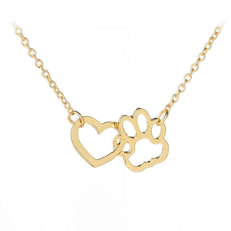 Paws With Love Interlocked Heart And Paw Print Charm Pendant Dainty Necklace, Ideal For All Pet Lovers, 16-Inch Drop, Lobster Claw Closure, Dog And Cat Lover Jewelry