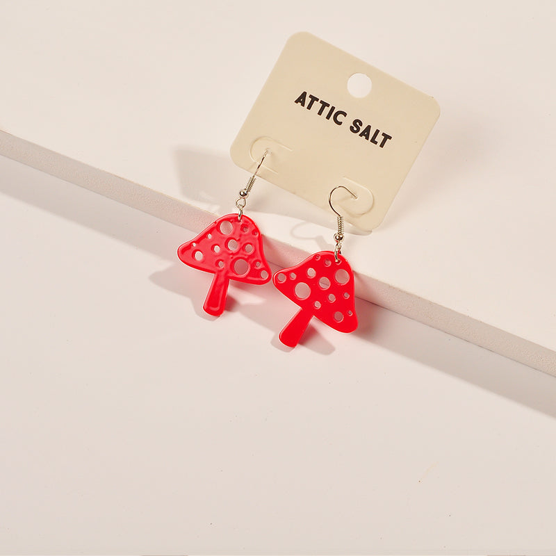 Acetate Resin Mushroom EAR earrings for Girls and Women two Colors of Choice Siam Red and Sapphire Blue