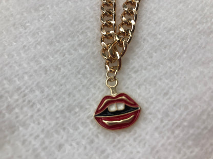 NECK metal Chain Link Lips metal Charm pendant