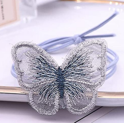 Pastel Embroidered Butterfly Elastic Hair Ties 10-Pack (2 of each color)