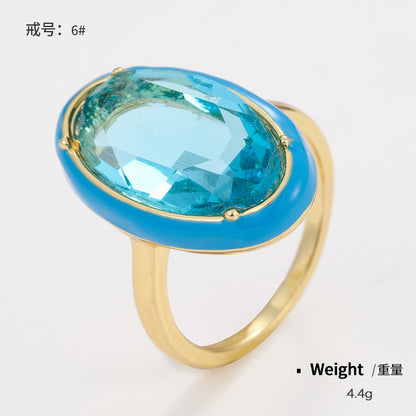 Metal Thin Band Rings with Enamel Diamond Crystals Fashionable Ins feature