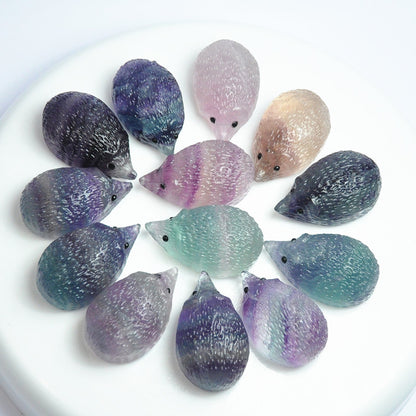 High Quality Toy Hedgehog Product Wholesale Cute Rainbow Fluorite Crystal Hedgehog Statue For Gifts