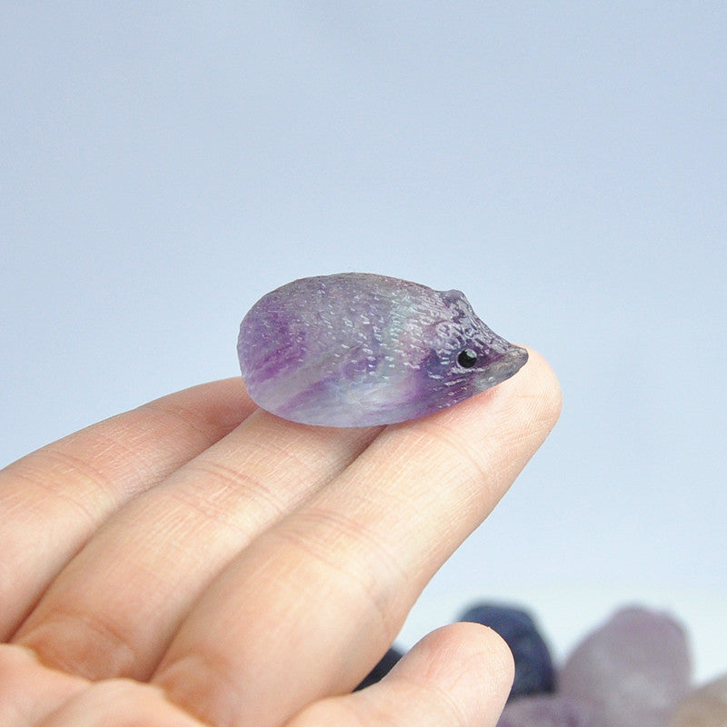 High Quality Toy Hedgehog Product Wholesale Cute Rainbow Fluorite Crystal Hedgehog Statue For Gifts