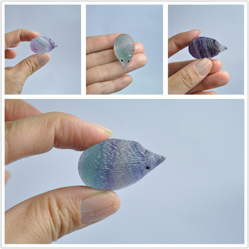 High Quality Toy Hedgehog Product Wholesale Cute Rainbow Fluorite Crystal Hedgehog Statue For Gifts