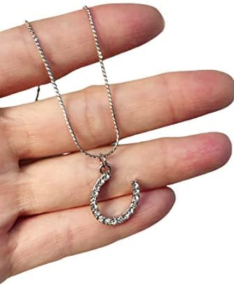 Silver 16" Rhinestone Horse Shoe Pendant Everyday Casual Necklace For Women, 1-Size, Lobster Claw Closure