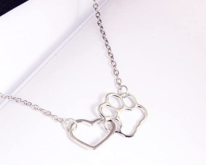 Paws With Love Interlocked Heart And Paw Print Charm Pendant Dainty Necklace, Ideal For All Pet Lovers, 16-Inch Drop, Lobster Claw Closure, Dog And Cat Lover Jewelry