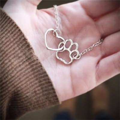 Paws With Love Interlocked Heart And Paw Print Charm Pendant Dainty Necklace, Ideal For All Pet Lovers, 16-Inch Drop, Lobster Claw Closure, Dog And Cat Lover Jewelry