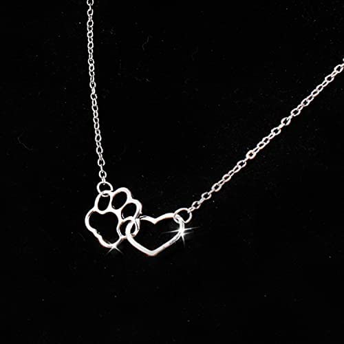 Paws With Love Interlocked Heart And Paw Print Charm Pendant Dainty Necklace, Ideal For All Pet Lovers, 16-Inch Drop, Lobster Claw Closure, Dog And Cat Lover Jewelry