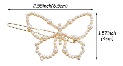 6 PCS Pearl Butterfly Hair Clips Hollow Hair Pins Metal Butterfly Hair Barrettes for Women Hair Accessories