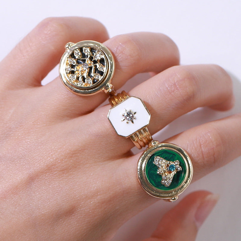 Brass Casted Enamel Signet Rings Ins Fashion Welcome OEM custom order