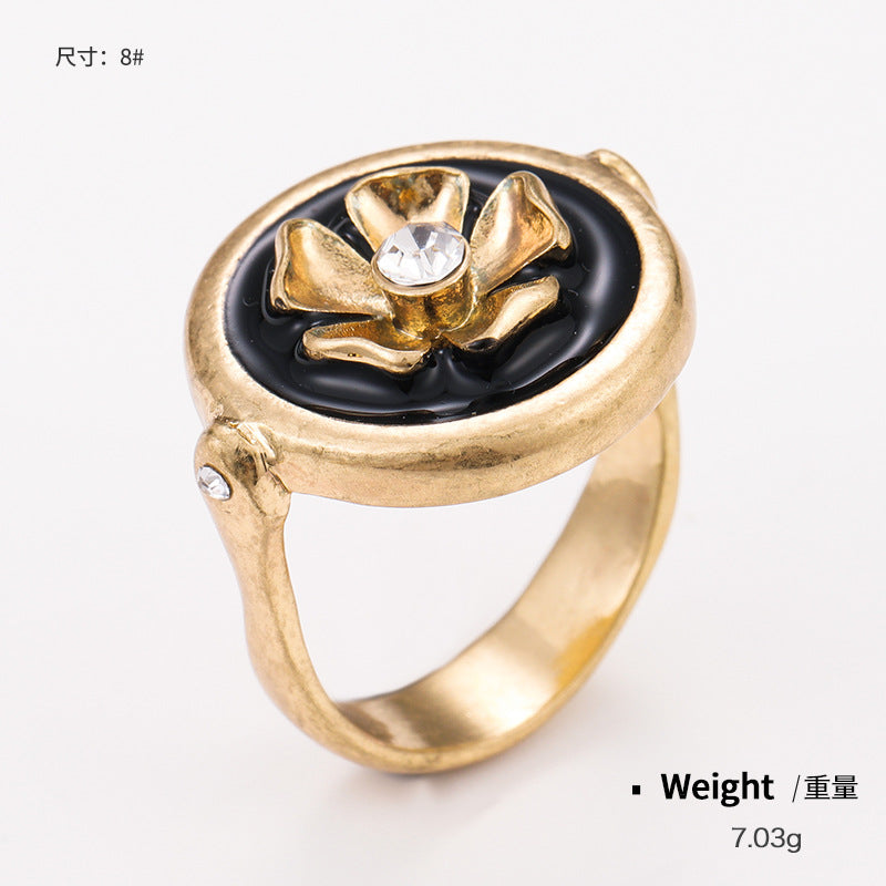 Brass Casted Enamel Signet Rings Ins Fashion Welcome OEM custom order