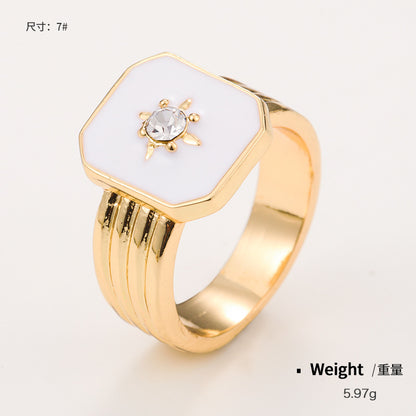 Brass Casted Enamel Signet Rings Ins Fashion Welcome OEM custom order